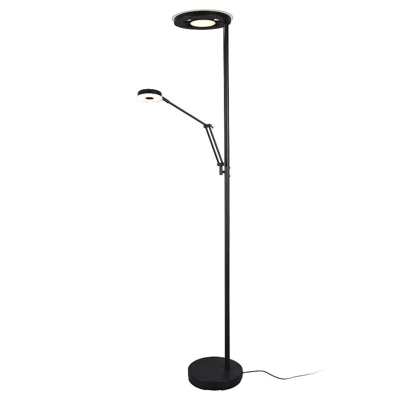 TRIO LIGHTING LAMPADAIRE À ÉCLAIRAGE INDIRECT LED BARRIE AVEC LAMPE DE LECTURE LED NOIR MAT
