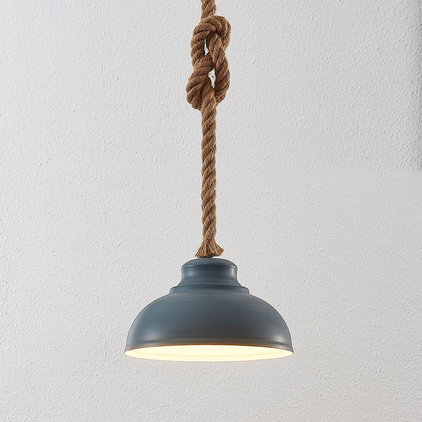 LINDBY SUSPENSION CHABY, Ø 29 CM, À 1 LAMPE, MÉTAL, CORDE