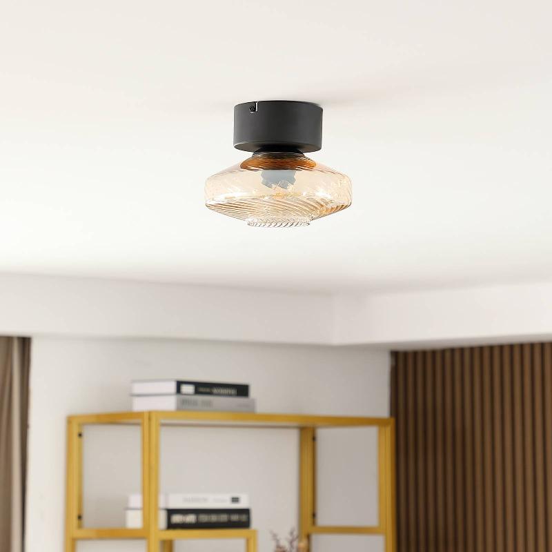 LINDBY PLAFONNIER SYLPHIE, Ø 20 CM, VERRE, AMBRE