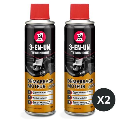 LOT DE 2 AÉROSOLS DÉMARRAGE MOTEUR 250ML 3 EN 1 TECHNIQUE
