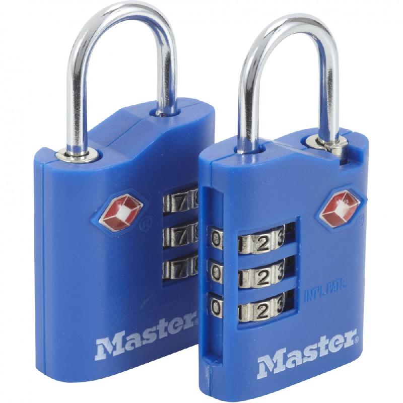 Lot de 2 cadenas à combinaison MASTER LOCK - zinc 35 mm - TSA - combinaison programmable_0