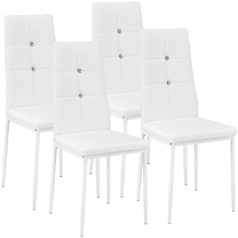 LOT DE 4 CHAISES SIÈGE DE SALON CUISINE SALLE À MANGER DESIGN ÉLÉGANT AVEC BRILLANT BLANC 08_0000563_0