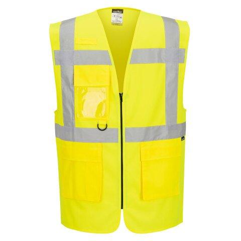 LOT DE 4 - PORTWEST ES476 ES1 ESSENTIAL GILET EXÉCUTIF HAUTE VISIBILITÉ JAUNE - TAILLE 5XL