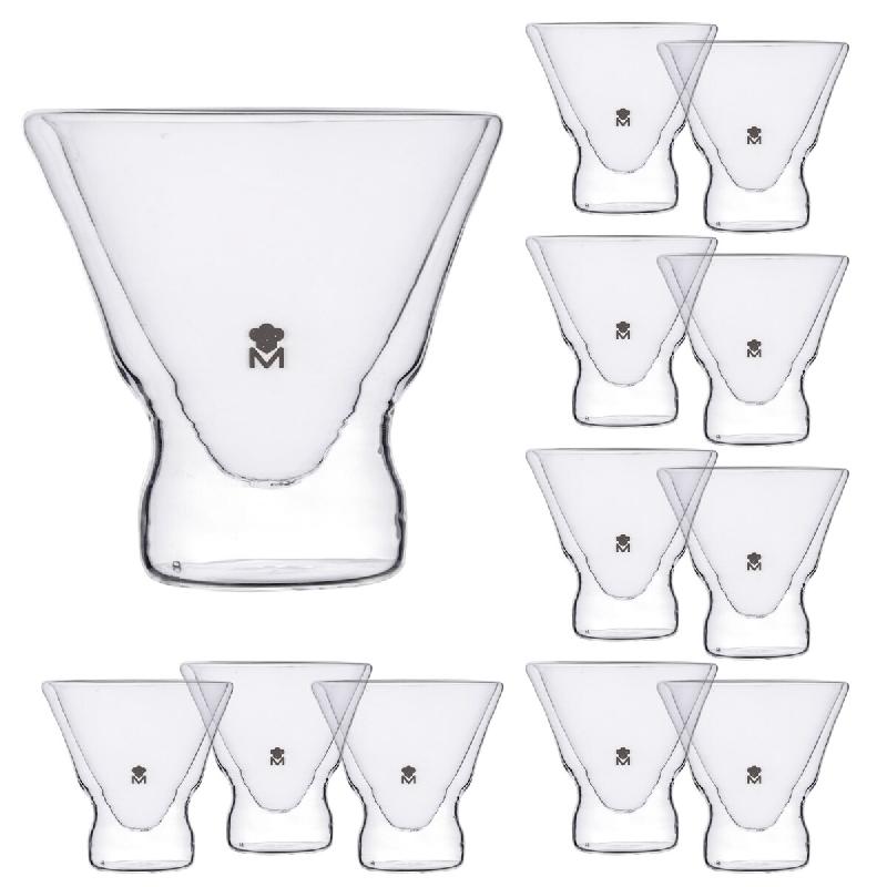 Masterpro - Set de 12 verres à cocktail à double paroi 230ml en verre borosilicate - Masterpro SG - transparent verre PK10154_0