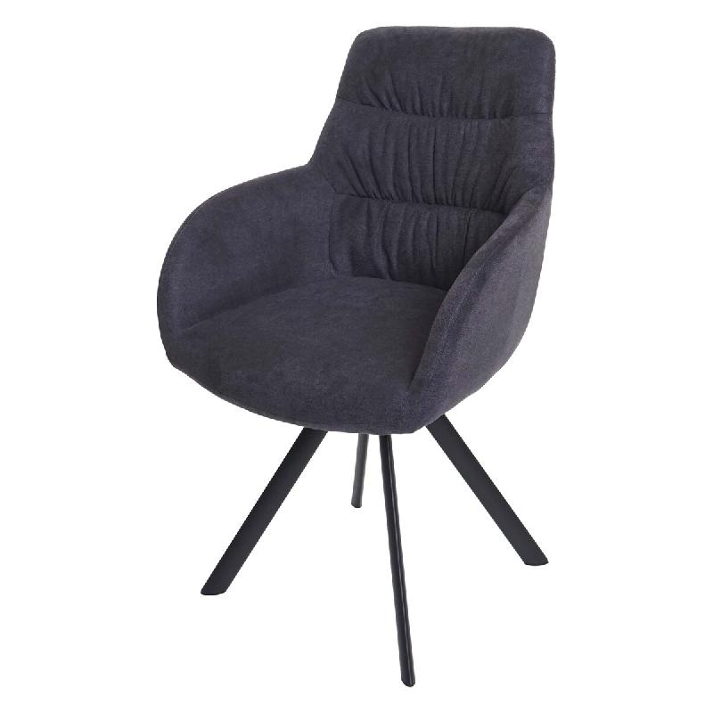 Mendler Chaise de salle à manger HWC-J69, chaise de cuisine Chaise avec accoudoirs, pivotante Auto-Position, velours ~ anthracite - gris textile 82596_0