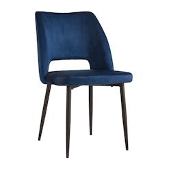 Mobiliara Chaises Sylvie velours bleu nuit - Lot de 2 - bleu textile A06396/01_0