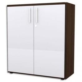 MT DISCOUNT ARMOIRE BASSE OPÉRATIVE 90X101X40 CM COLORIS CHOCOLAT / BLANC