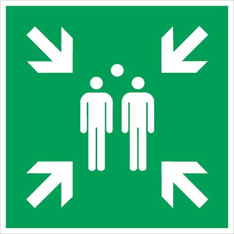 Panneau d’évacuation ASR A1.3/DIN EN ISO 7010 - Point de rassemblement en aluminium 400x400 mm_0