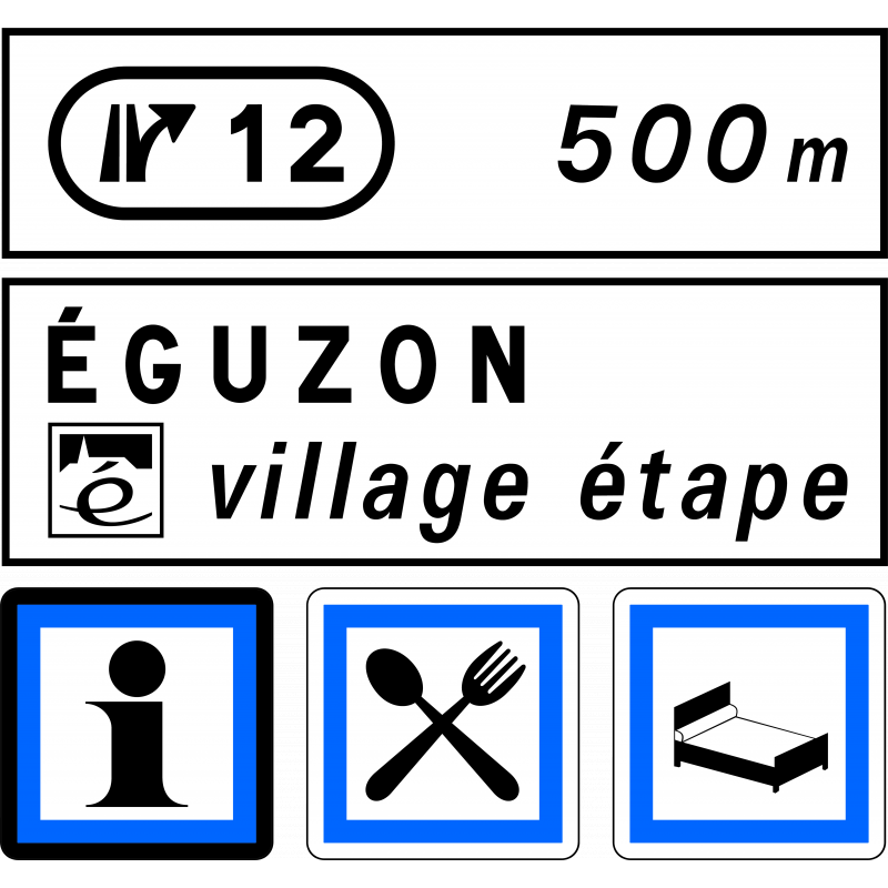 Panneau directionnel D44 - Village étape - WP Signalisation - résine thermoplastique, recyclable et éco-responsable_0