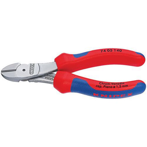 PINCE COUPANTE DE CÔTÉ DÉMULTIPLIÉE 140MM - BI-MATIÈRE - CHROMÉE - KNIPEX