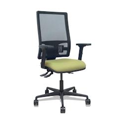 Piqueras y Crespo Silla Bormate asincro malla negra asiento bali verde oliva brazos 2D ruedas 65mm - vert multi-matériau 405ASM840B552B2B68R65L_0