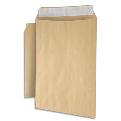POCHETTES KRAFT RECYCLE - 90G - FORMAT 162 X 229 MM - AUTO-ADHESIVES - BOÎTE DE 250