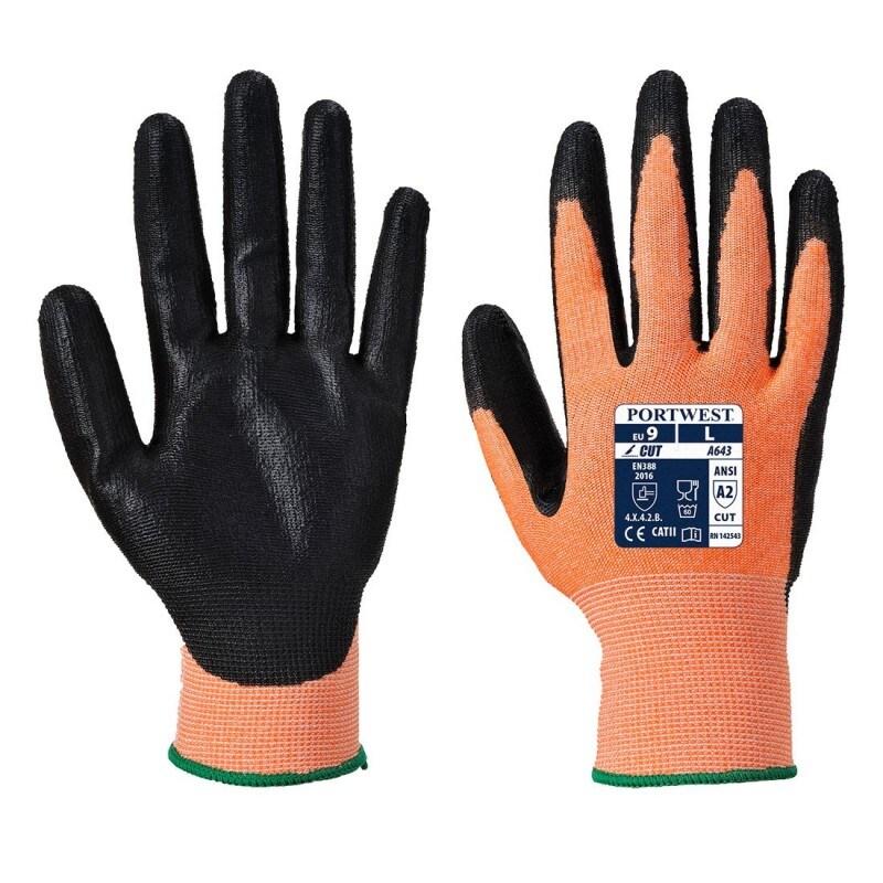 Portwest - Gants anti coupures de niveau B Jauge 13 en mousse nitrile #ff750c Taille 8 - 5036108261482_0