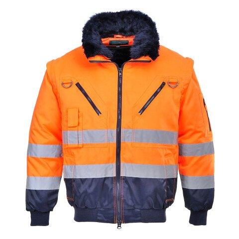 PORTWEST PJ50 BLOUSON PILOTE 3 EN 1 HAUTE VISIBILITÉ ORANGE/MARINE - TAILLE L