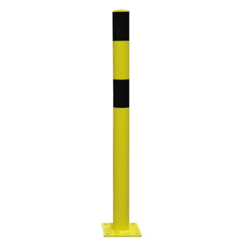 Poteau de protection acier avec platine pot noir et jaune tube ø 159mm hauteur 120 cm_0