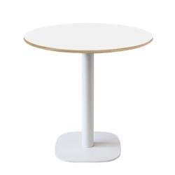 Restootab - Table Ø70cm - modèle Round pied blanc blanc chants bois - blanc fonte 3760371519323_0