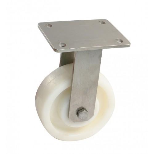 ROULETTE FIXE INOX MÉCANO POLYAMIDE - 200 MM - 1000 KG - ALÉSAGE LISSE AVL
