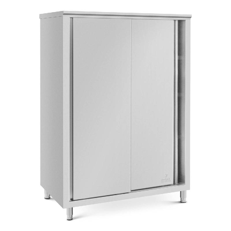Royal Catering - Royal Catering Armoire en INOX pour la Cuisine 120 x 70 x 180 cm, capacité 400 kg, étagères réglables, Portes coulissantes, sur -_0