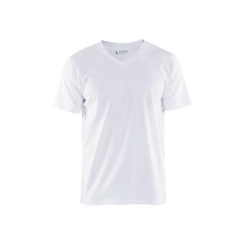 T-SHIRT DE TRAVAIL COL V BLANC - BLAKLADER