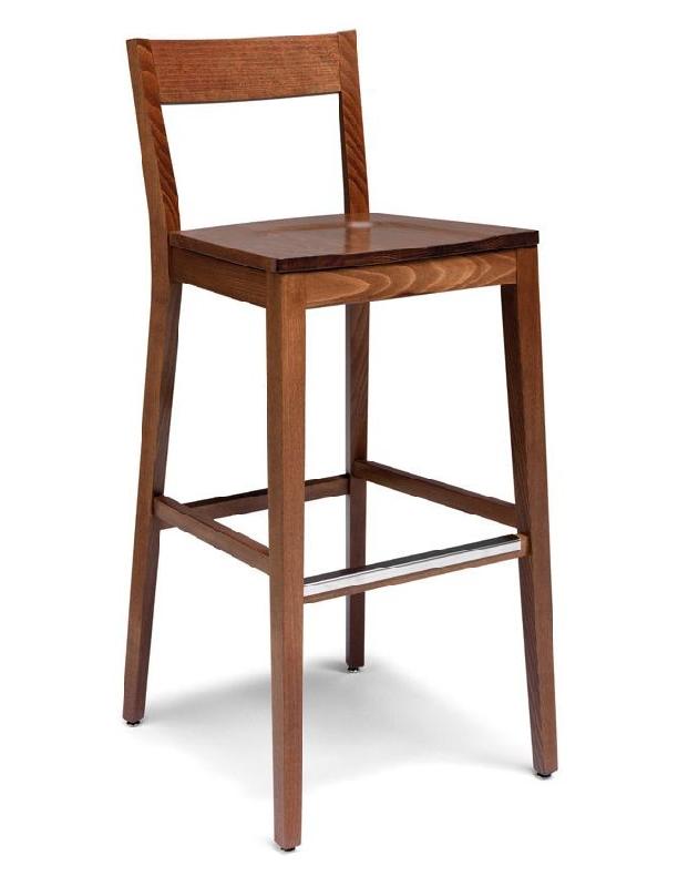 Tabouret de bar Cilly - assise et dossier en bois_0