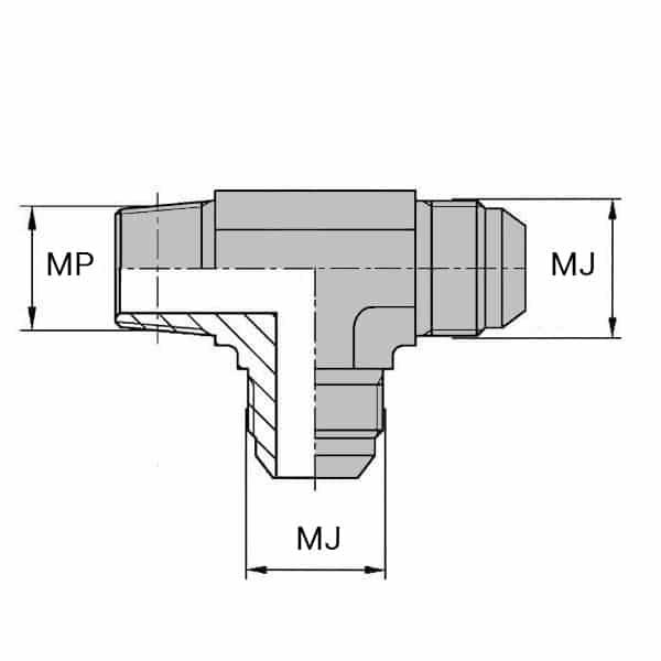 Tés - Orientable renversé mâle JIC X mâle NPT - 1