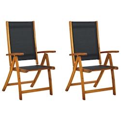 VidaXL Chaises Pliables De Jardin Lot De 2 Bois D Acacia Et Textilène - noir 41747_0