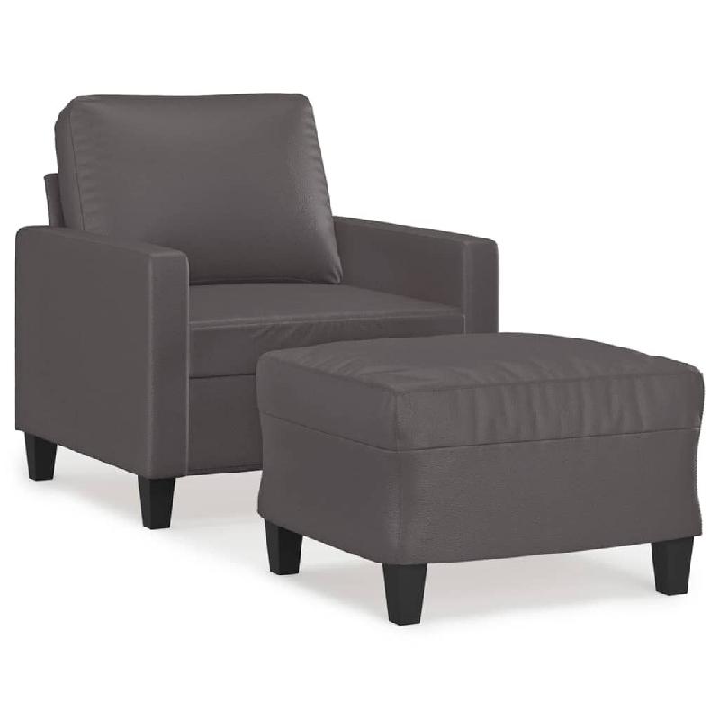 VidaXL Fauteuil avec repose-pied Gris 60 cm Similicuir Modèle Vega Executive Essence - 3201021_0