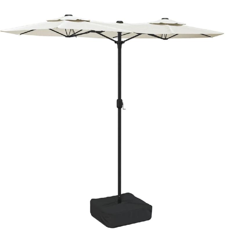 VidaXL Parasol de jardin à double tête avec LED blanc sable 316x145 cm Modèle Atlas Vision - 362969_0