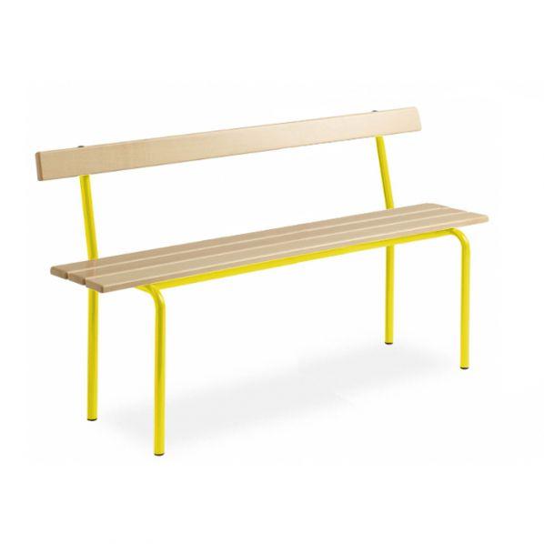 Banc vestiaire avec dossier - pieds en Epoxy jaune - 1600 mm - 6 coloris disponibles_0