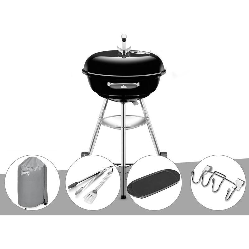 BARBECUE WEBER COMPACT KETTLE 47 CM + HOUSSE + KIT USTENSILE Barbecue gaz grill et plancha DELTA 133x57x98 cm DOC208