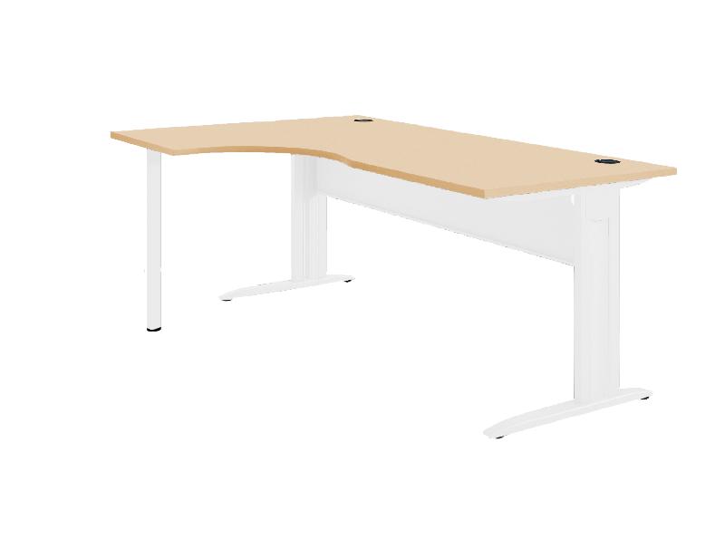 Bureau asymétrique 90° chêne/blanc 160*120/60 cm avec retour gauche_0