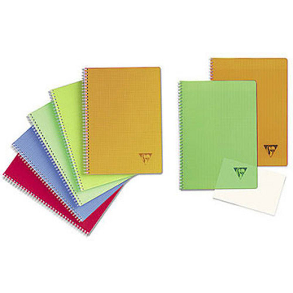 CAHIER CLAIREFONTAINE LINICOLOR FRESH - RELIURE SPIRALES - A4 - 100 PAGES - GRANDS CARREAUX - COUVERTURES POLYPRO ASSORTIES - LOT DE 5