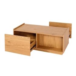 Décoshop26 - Table basse salon table d'appoint avec tiroirs 110x50x40 cm MDF aspect chêne 04_0008430 - 3000262560530_0