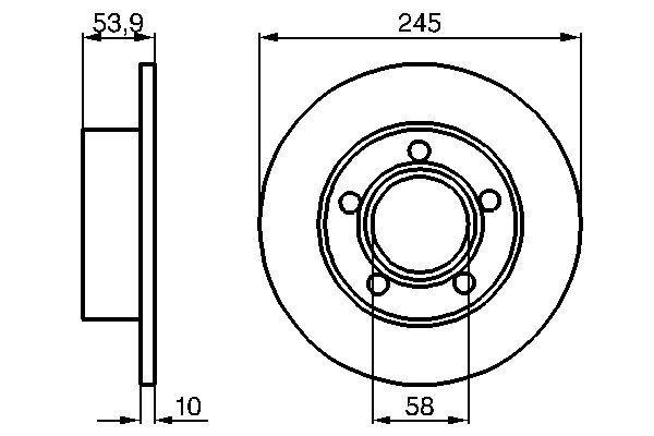 Disque de frein BOSCH 0986478461 - Boîte de 2 disques - Arrière - Type plein - 5 trous - Épaisseur 10 mm_0
