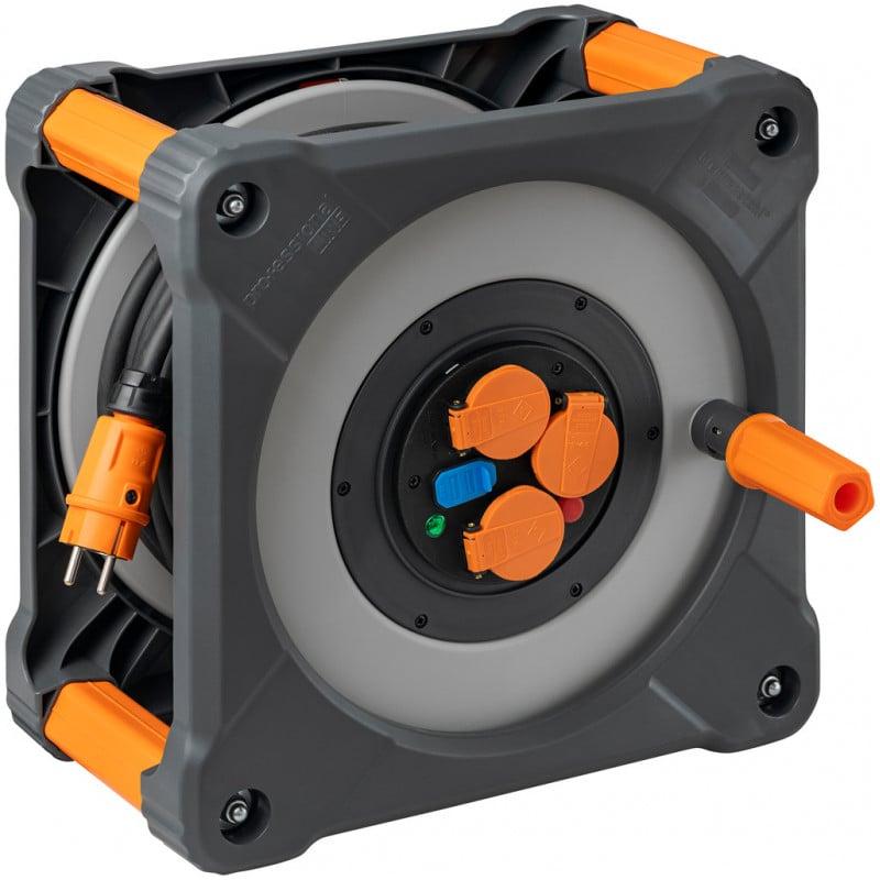 Enrouleur de câble professionalLINE - 3 prises électriques à clapets + 2 ports USB - 25m - Brennenstuhl | 9202251106_0