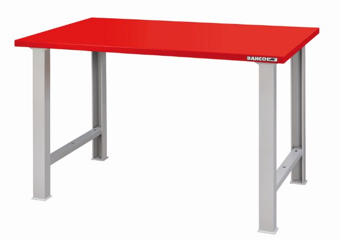 Établi avec plateau en acier à usage intensif avec 4 pieds, rouge, 1 500 mm x 750 mm x 1 030 mm - 1495WB15TSRED_0