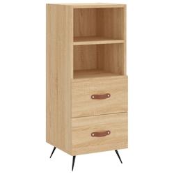HELLOSHOP26 - Buffet bahut commode armoire en bois d'ingénierie - 2 tiroirs et 2 compartiments - Pieds en métal - 34,5 x 34 x 90 cm - Chêne sonoma_0
