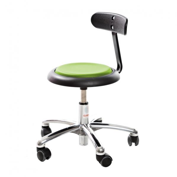 Siège professionnel petite enfance - Base aluminium - Assise simili cuir vert - Marque Rolléco - Fabriqué au Danemark - Garantie 5 ans_0