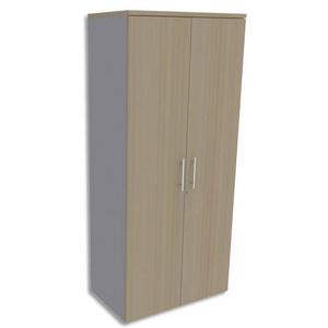 Simmob armoire haute aluminium 4 tablettes avec porte, top chêne clair exprim - dim : l80 x h180 x p47 cm_0