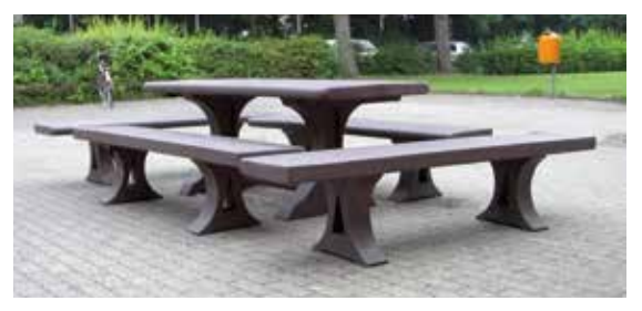 Table de pique-nique Goliath - plastique recyclé brun - 200 x 45 cm avec banquettes_0