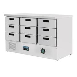 Table Réfrigérée Positive Inox 9 Tiroirs GN 1/1 - Froid Ventilé, 368L, Contrôle Digital - Polar Série G - FA441_0