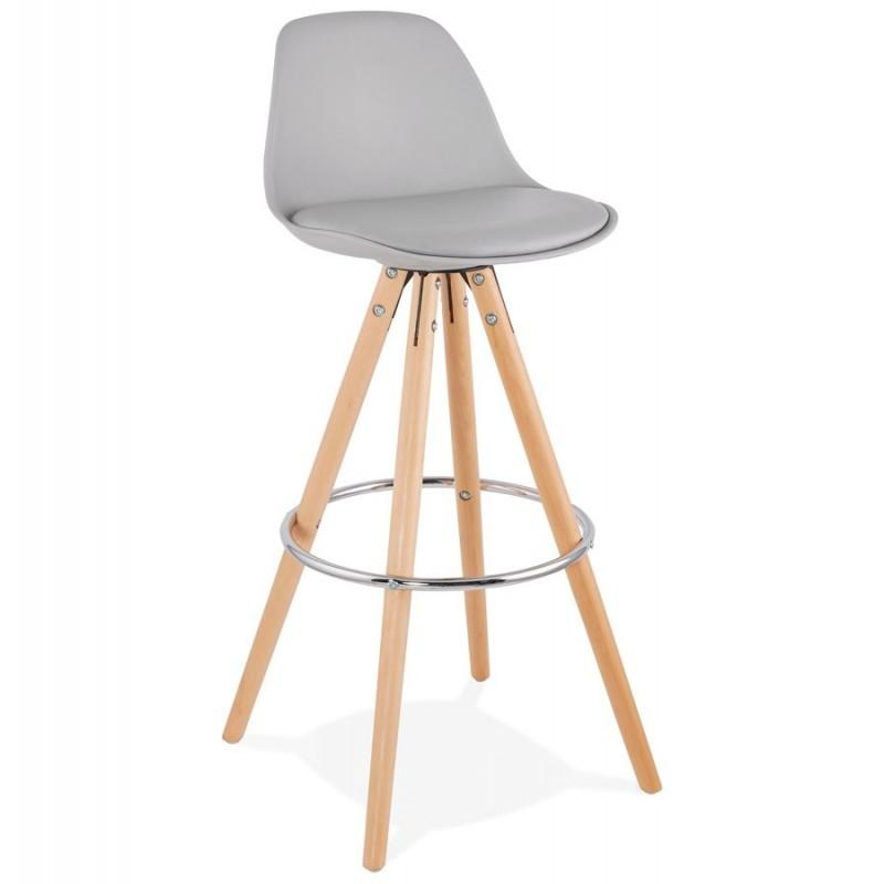 Tabouret de bar Bjarki 95 cm gris - Paris Prix - Bois, Polypropylène & Polyuréthane - Compatible table/bar 100-115 cm_0