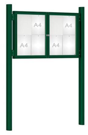 Vitrine extérieure anodisée 75 sur poteaux oblongs - Affichage simple face - Taille de 8 à 30 A4 - Plexi chocs_0