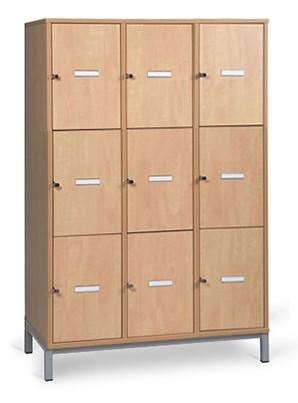 Casier d'école - Armoire de rangement 9 portes pleines avec serrures et porte-étiquettes - Structure mélaminée et socle métallique_0