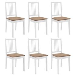 Décoshop26 - Lot de 6 chaises de salle à manger cuisineà dîner avec coussins blanc bois solide CDS022953 - blanc 3000032481539_0