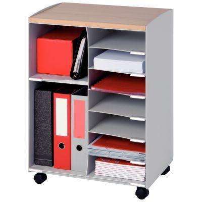 Desserte mobile 9 cases gris - Structure polystyrène - Charge utile jusqu'à 60 kg - PAPERFLOW DC09N.02.23_0