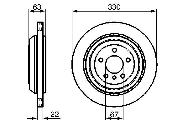 Disque de frein Bosch 0986479285 - ventilé de l'intérieur - arrière - boîte de 2 disques - 5 trous_0