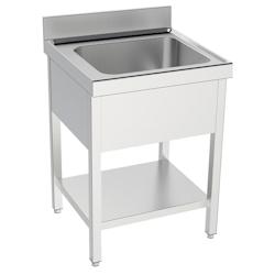 EURAST - Evier avec support 1 étagère, 1 cuve 500x400x250 - 600x600x850 mm - 20450606 - inox 20450606_0