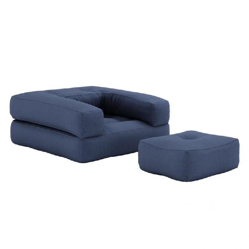 Fauteuil futon convertible Cube Chair - Bleu marine - Design et pratique avec matelas 90x190 cm_0