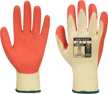 Gants de manutention - enduction mousse de latex orange - taille XL - qualité supérieure - norme EN 388:2016_0